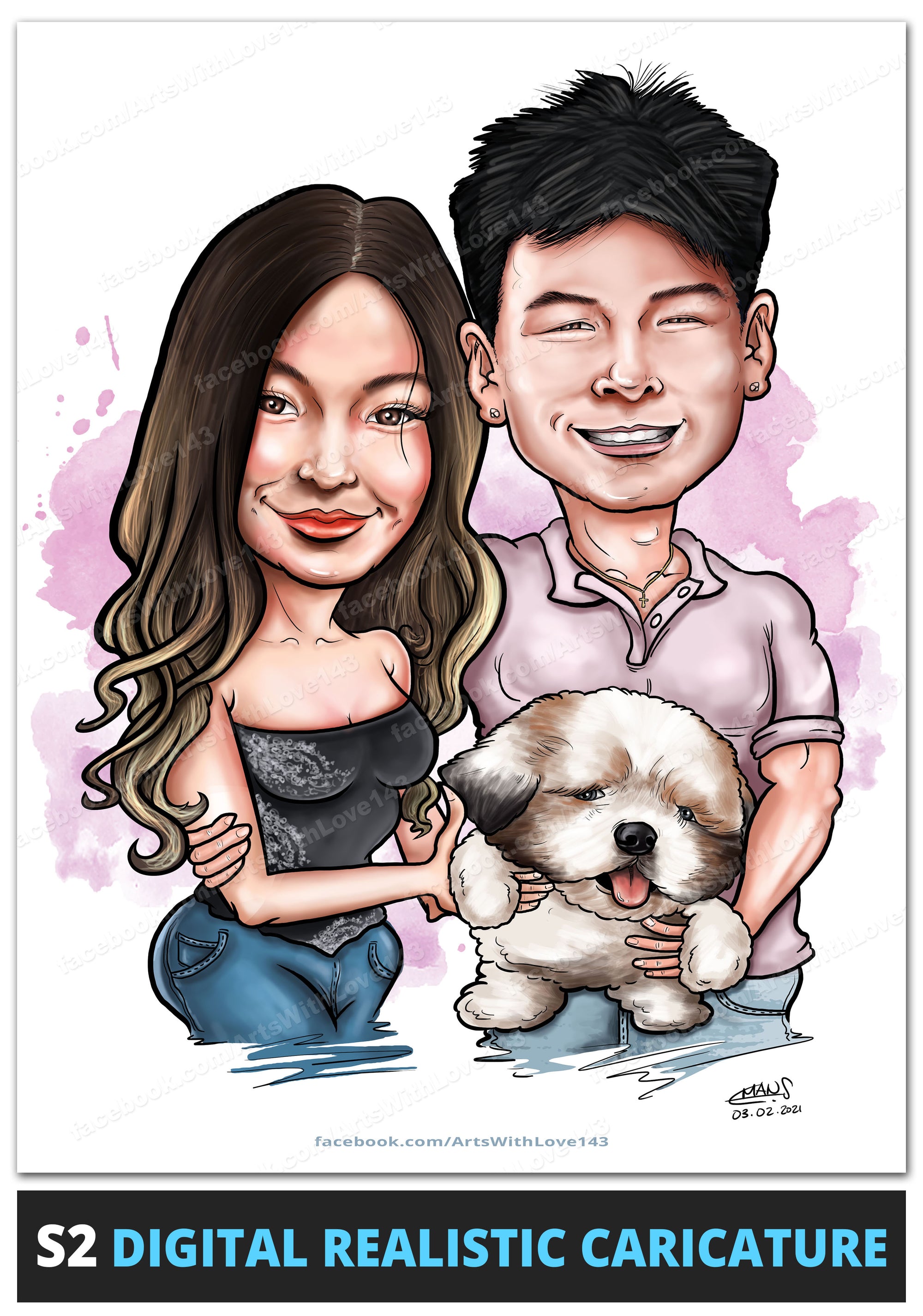 Custom Caricature from Your Photo in a CANVAS or Printed in a Classic Matte Paper Poster
